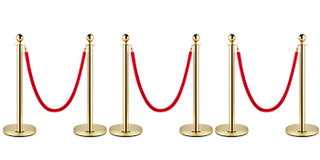 Gold Crowd Control Barrier 5 ft/1.5 m Elegant Velvet Ropes and Posts Stainless Steel Stanchion with Ball Top 2/4/6 PCS