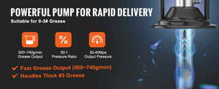 Grease Pump 50:1 Pressure Ratio Air Operated with 13 ft High Hose Barrel Cap and Lubrication 360° Grease Gun Head for Cars