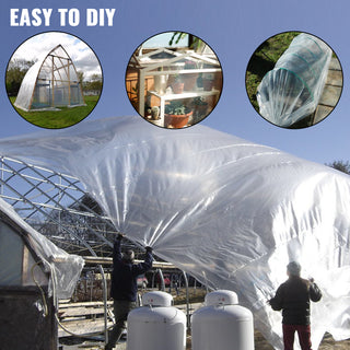 Greenhouse Film 12 x 25 ft Greenhouse Polyethylene Film 6Mil/0.15 mm Thickness Greenhouse Clear Plastic Film UV Resistant