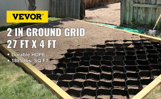 Ground Grid Paver Geocell Grid 2 in/3 in Thick Geo Grid Black 27 x 4ft /25 x 9.5ft HDPE Material for Gravel Home & Garden