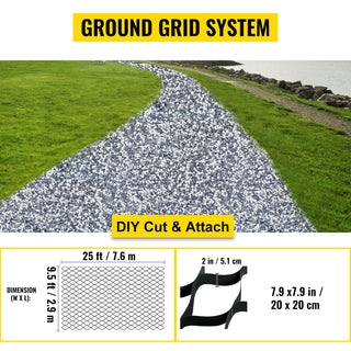 Ground Grid Paver Geocell Grid 2 in/3 in Thick Geo Grid Black 27 x 4ft /25 x 9.5ft HDPE Material for Gravel Home & Garden