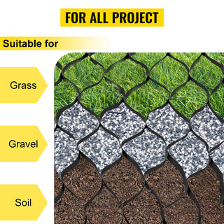 Ground Grid Paver Geocell Grid 2 in/3 in Thick Geo Grid Black 27 x 4ft /25 x 9.5ft HDPE Material for Gravel Home & Garden