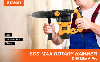 1600W Rotary Hammer Drill Max Drilling 42mm 3 Modes SDS Max Corded Demolition Chipping Metal Concrete Breaker Jackhammer