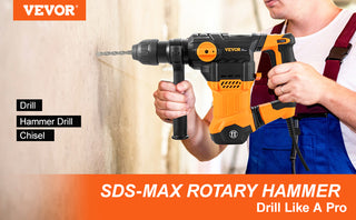 1500W Rotary Hammer Drill Max Drilling 32mm 4 Modes SDS-Plus Corded Demolition Chipping Metal Concrete Breaker Jackhammer