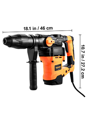 1600W Rotary Hammer Drill Max Drilling 42mm 3 Modes SDS Max Corded Demolition Chipping Metal Concrete Breaker Jackhammer