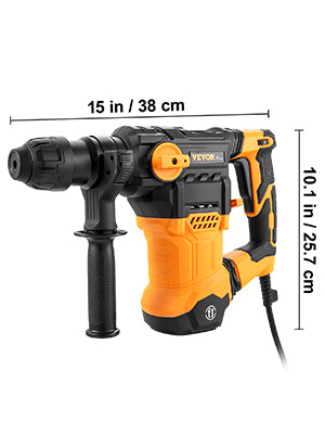 1500W Rotary Hammer Drill Max Drilling 32mm 4 Modes SDS-Plus Corded Demolition Chipping Metal Concrete Breaker Jackhammer