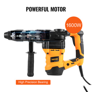 1600W Rotary Hammer Drill Max Drilling 42mm 3 Modes SDS Max Corded Demolition Chipping Metal Concrete Breaker Jackhammer