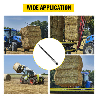 39 inches Hay Bale Spear 1 3/4 inches Wide Black Coated Hay Fork 3600 LBS Loading Capacity for Tractor with Nut and Sleeve