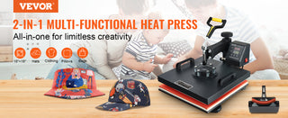 Heat Press Machine, 15x15inch, 2 IN 1 Clamshell Sublimation Transfer Printer w/Teflon Coating,Digital Precise Heat Control