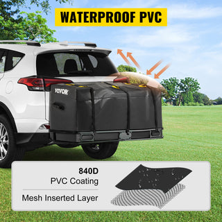 Hitch Cargo Carrier Bag Waterproof 840D PVC 11/12/22 Cubic Feet Heavy Duty Cargo Bag for Hitch Carrier with Strips