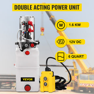 12V DC Hydraulic Pump Double Acting With 4 6 8 10 Quart Plastic Oil Tank for Dump Trailer Car Jak Lifting Tools Power Unit