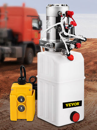 12V DC Hydraulic Pump Double Acting With 4 6 8 10 Quart Plastic Oil Tank for Dump Trailer Car Jak Lifting Tools Power Unit