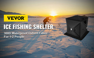 Ice Fishing Shelter Tent, 300D Oxford Fabric Portable Ice Shelter with Pop-up Pull Design, Strong Waterproof and Windproof