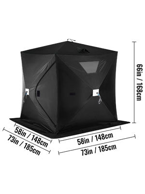 Ice Fishing Shelter Tent, 300D Oxford Fabric Portable Ice Shelter with Pop-up Pull Design, Strong Waterproof and Windproof