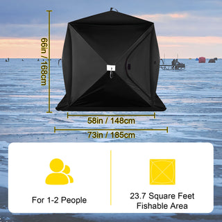 Ice Fishing Shelter Tent, 300D Oxford Fabric Portable Ice Shelter with Pop-up Pull Design, Strong Waterproof and Windproof