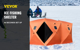 Ice Fishing Tent Warm Awning Pop-Up 8-Person Oxford Fabric Waterproof Windproof Canopy for Winter Fishing Camping Hiking