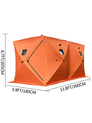 Ice Fishing Tent Warm Awning Pop-Up 8-Person Oxford Fabric Waterproof Windproof Canopy for Winter Fishing Camping Hiking