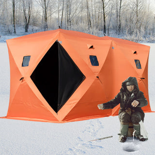 Ice Fishing Tent Warm Awning Pop-Up 8-Person Oxford Fabric Waterproof Windproof Canopy for Winter Fishing Camping Hiking