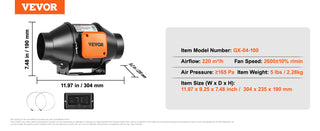 Inline Duct Fan with Temperature Humidity Controller EC-motor Ventilation Exhaust Fan Air Ventilator for Home Bathroom