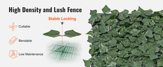 Ivy Privacy Fence Artificial Green Wall Screen with Strengthened Joint Faux Hedges Vine Leaf Decoration for Garden Patio