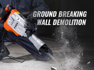 1700W Demolition Jack Hammer 60J Electric Jackhammer Concrete Breaker with 2 Chisel Bits for Trenching and Breaking Holes