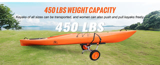 450lbs Load Capacity Detachable Canoe Trolley Cart with 12'' Solid Tires for Kayaks Paddleboards Float Mats Jon Boats