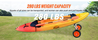 Heavy Duty Kayak Cart, Detachable Canoe Trolley Cart with 10'' Solid Tires, Adjustable Width & Top Foam Protection