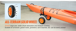 Heavy Duty Kayak Cart 250/320/350/450lbs Load Capacity Foldable Canoe Trolley Cart 10''/12'' Solid Tires for Kayaks Canoes