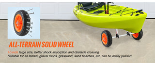 Heavy Duty Kayak Cart, Detachable Canoe Trolley Cart with 10'' Solid Tires, Adjustable Width & Top Foam Protection