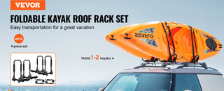 Kayak Roof Rack 2 Pairs J-Bar Soft Roof Rack Quick Folding Top Mount Tie Down Carrier for kayak Surf Board Canoe Ski Board