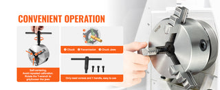 3-Jaw Lathe Chuck 100/125/160/200/250 mm Self-Centering Lathe Chuck Multiple Clamping Range for Lathe 3D Printer Machining