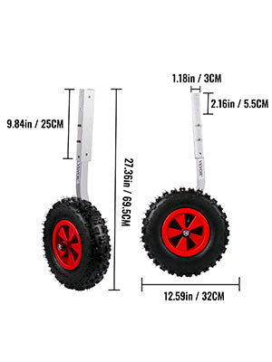 2Pcs Inflatable Boat Launching Wheel 227 KG Weight Load Capacity Aluminum Frame 31CM Diameter Rubber Tire Ship Moving Tool