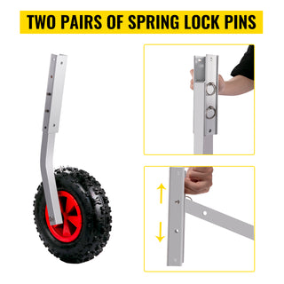 2Pcs Inflatable Boat Launching Wheel 227 KG Weight Load Capacity Aluminum Frame 31CM Diameter Rubber Tire Ship Moving Tool