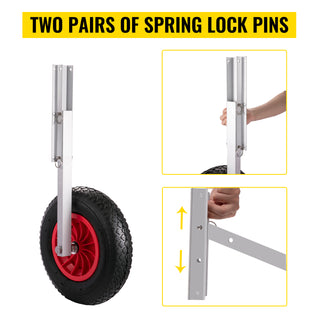 2PCS Inflatable Boat Launching Wheel 136 KG Weight Load Capacity Aluminum Frame 38CM Diameter Rubber Tire Ship Moving Tool