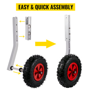 2Pcs Inflatable Boat Launching Wheel 227 KG Weight Load Capacity Aluminum Frame 31CM Diameter Rubber Tire Ship Moving Tool