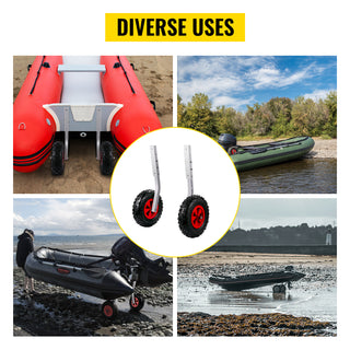 2Pcs Inflatable Boat Launching Wheel 227 KG Weight Load Capacity Aluminum Frame 31CM Diameter Rubber Tire Ship Moving Tool