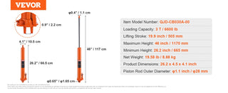 Hydraulic Long Ram Jack 3/8 Ton Engine Hoist Cylinder with Single Piston Pump And Clevis Base Hydraulic Ram Cylinder