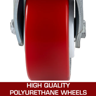 4 Pack 6" x 2" Heavy Duty Iron Core Polyurethane 2 Rigid and 2 Swivel Casters  With Side Brake 1000LBS Capacity Per Wheel