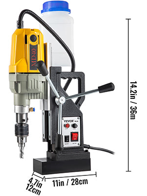 1100W Magnetic Drill Press 7/12 Bits 40mm Electric Mag Bench Tapping Drilling Rig Machine for Engineering Steel Structure