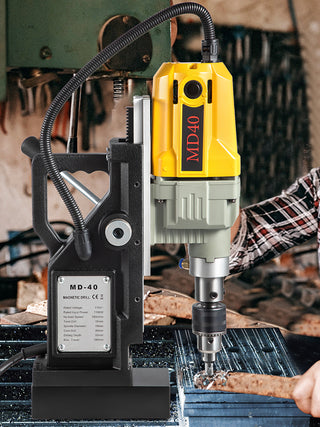 1100W Magnetic Drill Press 7/12 Bits 40mm Electric Mag Bench Tapping Drilling Rig Machine for Engineering Steel Structure