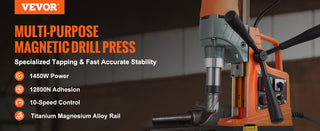 1450W Magnetic Drill 2" Boring Diameter 12500/12800N Portable Electric Mag Drill Press 800 RPM Magnetic Drilling Machine