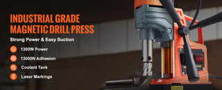 Magnetic Drill,1300W 1.57" Boring Diameter,13000N Portable Electric Mag Drill Press w/Variable Speed, Drilling Machine