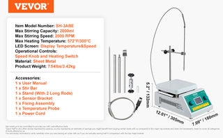 Magnetic Stirrer Hot Plate 0-1500/2000 RPM Hot Plate w/ Magnetic Stirrer 2L/3L/5L/20L Hot Plate Stirrer Stir Bars Included