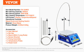 Magnetic Stirrer Hot Plate 0-1500/2000 RPM Hot Plate w/ Magnetic Stirrer 2L/3L/5L/20L Hot Plate Stirrer Stir Bars Included