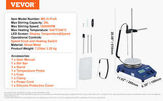 Magnetic Stirrer Hot Plate 0-1500/2000 RPM Hot Plate w/ Magnetic Stirrer 2L/3L/5L/20L Hot Plate Stirrer Stir Bars Included