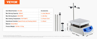 Magnetic Stirrer Hot Plate 0-1500/2000 RPM Hot Plate w/ Magnetic Stirrer 2L/3L/5L/20L Hot Plate Stirrer Stir Bars Included