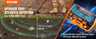 Metal Detector for Adults & Kids with LCD Display 7 Modes DSP Chip Higher Accuracy Gold Detector 10'' Detection Depth