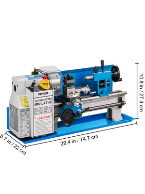 Mini Metal Lathe Machine 7"x14" 550W 180x350mm Variable Speed with 3 Jaw Chuck for Metalworking Turning Drilling Threading