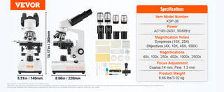 Compound Trinocular Microscope 40X-2500/40X-5000X Magnification Lab Microscope with LED Illumination & External Interface