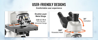 Compound Trinocular Microscope 40X-2500/40X-5000X Magnification Lab Microscope with LED Illumination & External Interface